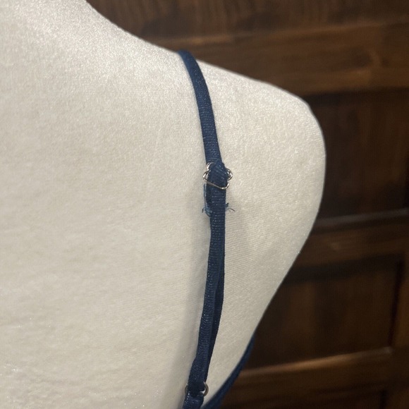 Essue Dress Women Small Denim dress V Neck Two Tone Ruffle‎ Knee Length Denim - Picture 6 of 11